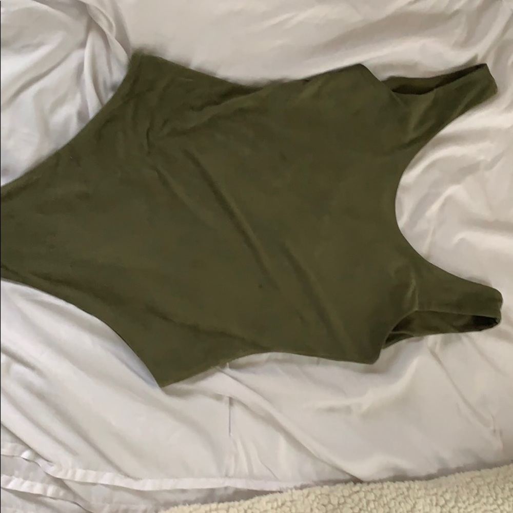 green suede bodysuit